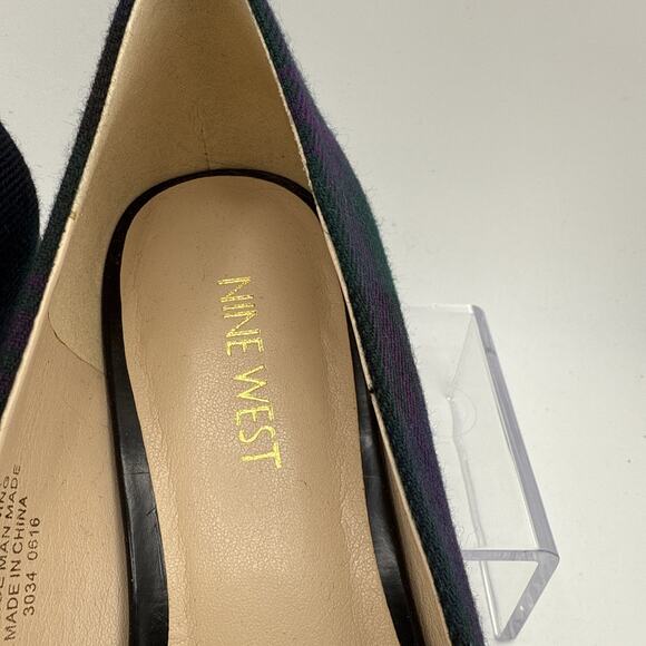 Nine West Women's Onlee Multicolor Plaid Fabric Pointed Toe Flats Size 8.5 M NWB - Picture 5 of 10